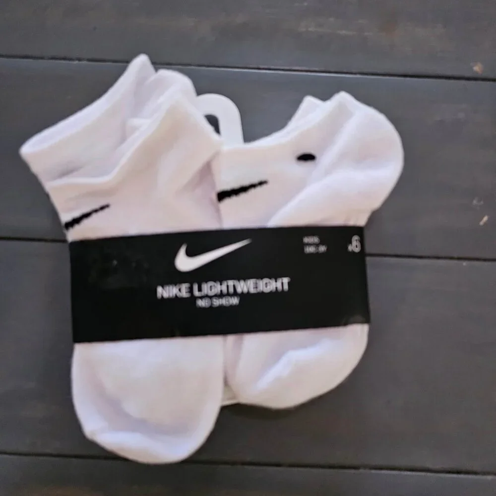 Nike Boys White Basic No Show Socks 6 Pack Sz 10-3 Y